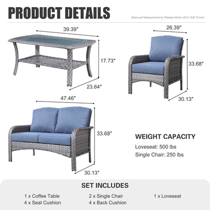 Ensemble de conversation de patio extérieur XIZZI 4 pièces avec table