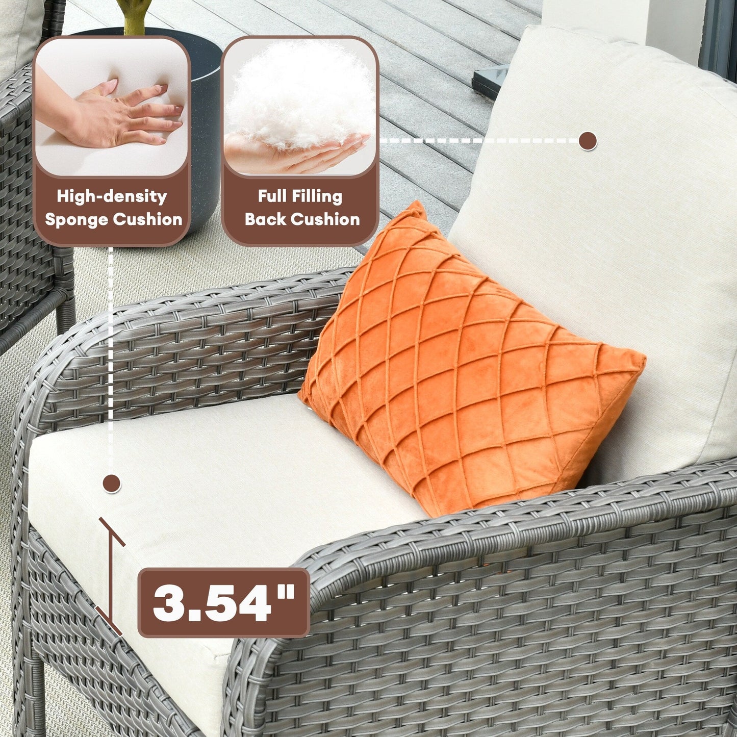 Ensemble de conversation de patio extérieur XIZZI 4 pièces avec table