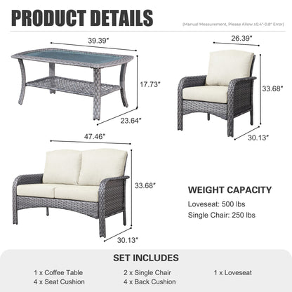Ensemble de conversation de patio extérieur XIZZI 4 pièces avec table