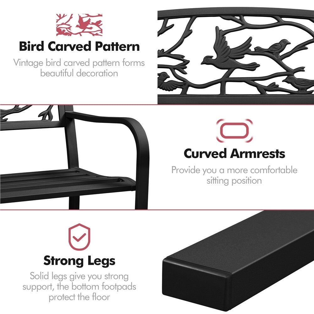Banc de jardin Yaheetech en métal pour terrasse ou véranda - Non disponible