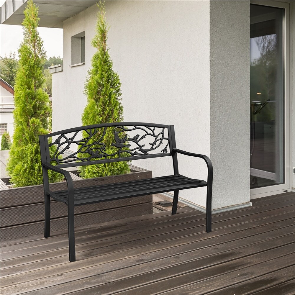 Banc de jardin Yaheetech en métal pour terrasse ou véranda - Non disponible