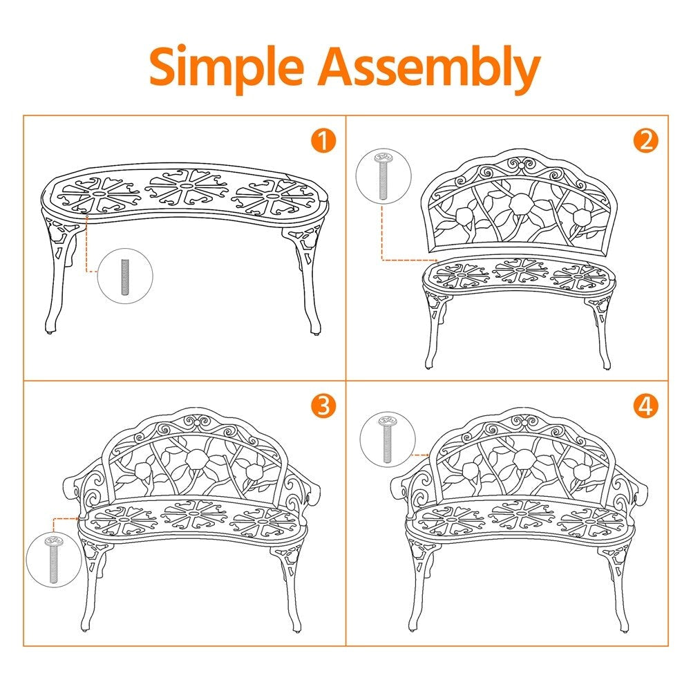 Banc d'extérieur en métal Yaheetech pour terrasse, parc ou jardin - Non applicable