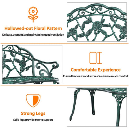 Banc d'extérieur en métal Yaheetech pour terrasse, parc ou jardin - Non applicable