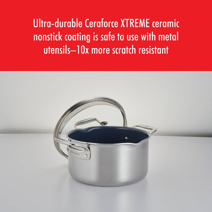 Cocotte en fonte émaillée ZWILLING Clad CFX de 6 pintes (environ 5,7 L) en acier inoxydable et céramique antiadhésive