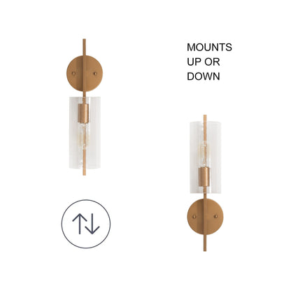 Applique murale de salle de bain de style transitionnel Zenith, style ferme moderne cylindrique, en verre bullé