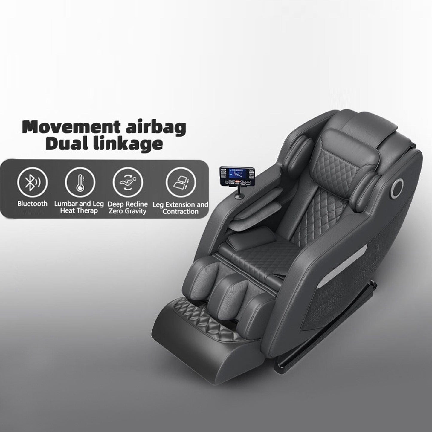Fauteuil inclinable massant zéro gravité avec massage complet du corps, chauffage et audio Bluetooth intégré