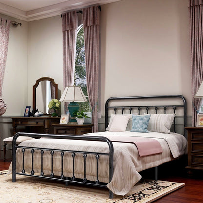 Cadre de lit plateforme en métal style vintage simple Alazyhome, montage facile