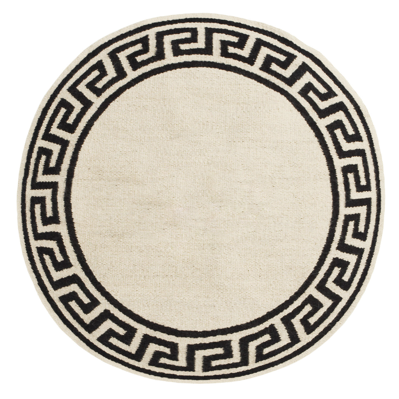 Tapis rond tissé plat à bordure grecque