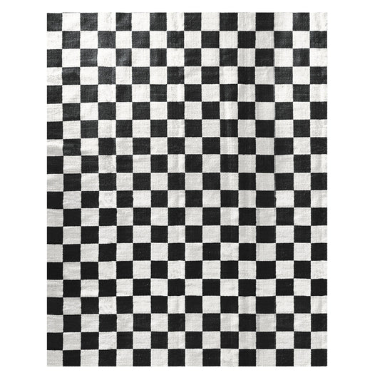Tapis tissé plat à damier de taille moyenne